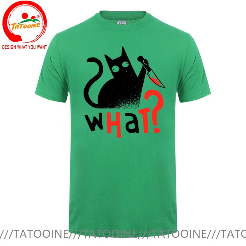 Novelty Murder Cat Bloody Knife What T Shirt Unisex Funny Humor Black Cats Tshirt Boys Fashion Casual Tee Shirt Summer Clothing