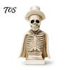 Desktop Ornament for Dark Style Decor Gothic Halloween Skull Sculpture with Top Hat And Cape, Spooky Resin Creepy Statue Holiday Skeleton Figurine LED