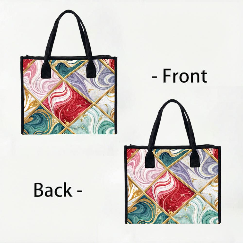 Vintage Marble Pattern Tote Bag Women Daily Casual Large Capacity Outdoor Fashion Commute Shoulder Handbag