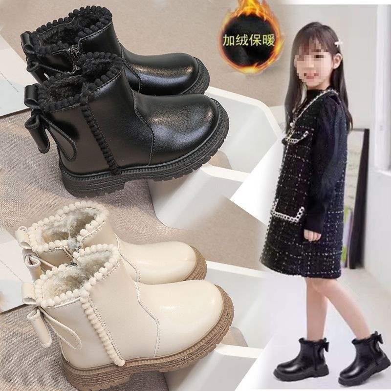Classmate 2025 fried street girls small fragrant wind short boots children's princess shoes autumn and winter foreign style versatile velvet Mart