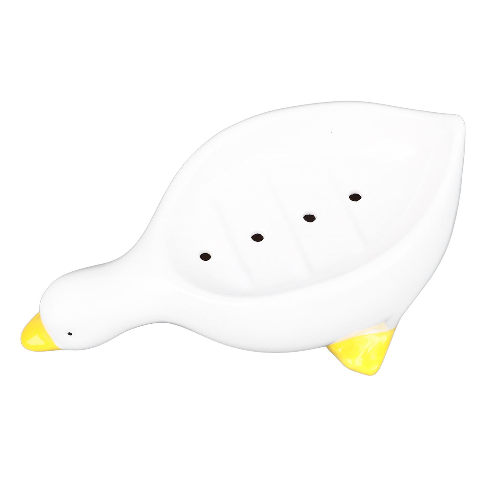 Duck Ceramic Soap Dish Cute Duck Animal Shape Self Draining Soap Holder With Drain For Shower Bathroom Kitchen белый