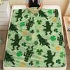 1PC Clover Print FlAannel Blanket, High quality Comfortable for All Seasons, Home Decor, Warmth and Comfort