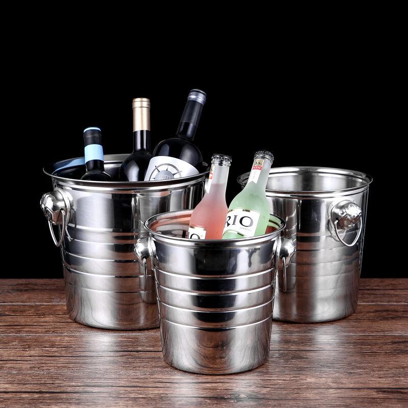 ZISIZ Thickened Stainless Steel European Style Bar Ice Bucket