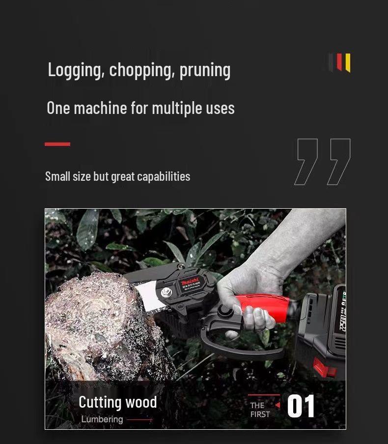 Portable Cordless Lithium Battery Chainsaw - Compact One-Handed Electric Pruning Saw for Household and Outdoor Use