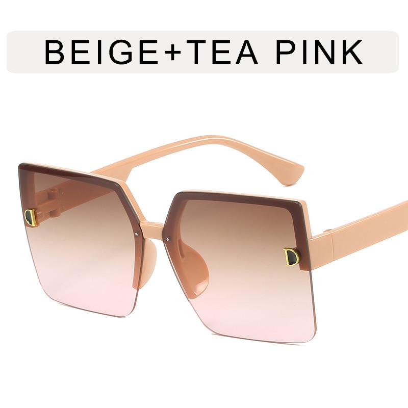 Fashion Trendy Women Sunglasses Square Shape Big Frame Semi-rimless Sunglasses Female High Quality Women Sun glasses