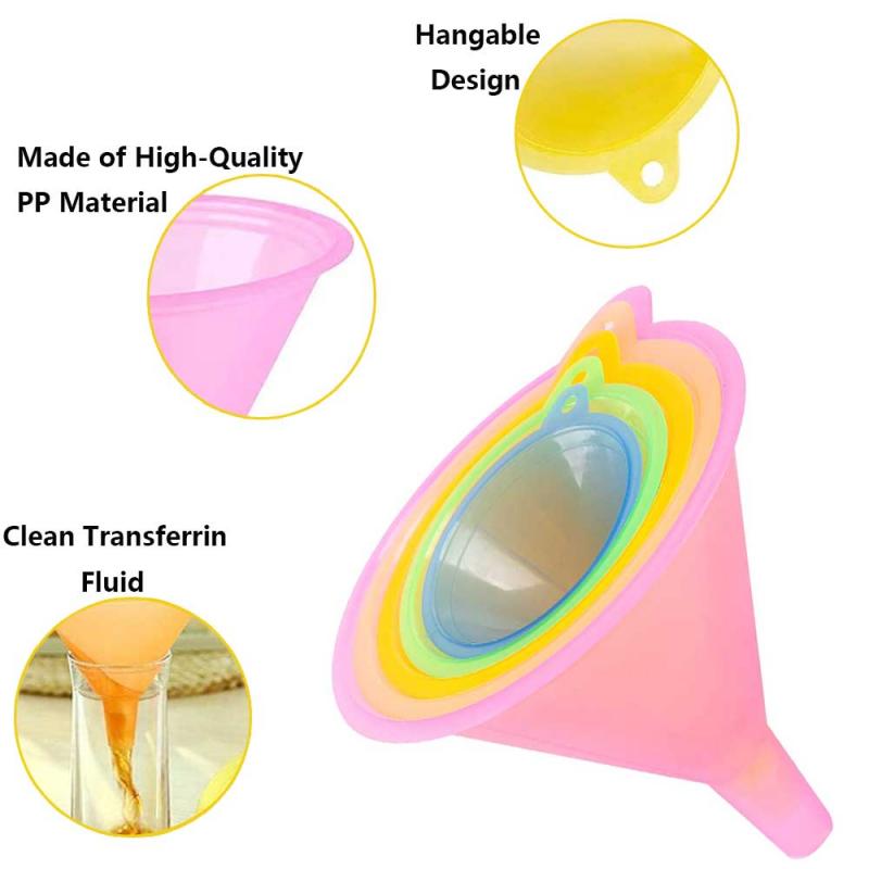 Mehrzweck-Farbe, halbtransparentes Kunststoff-Trichterset, 5/6 Stück, kleines Trichterset, zur Befüllung von Flaschen, Dosen, ätherischen Ölen