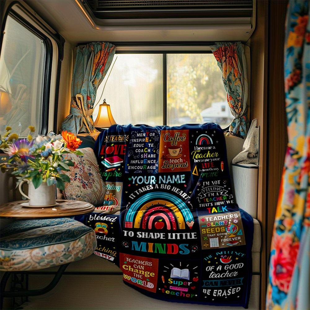 Teacher Blanket Personalized Name Soft Comfortable Stylish Blanket Car Blanket Perfect For Travel Camping Outdoor Home Suitable For All Seasons