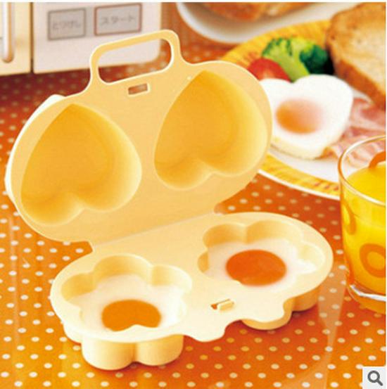 Microwave Egg Cooker & Mold Set: Flower & Heart Designs for Breakfast