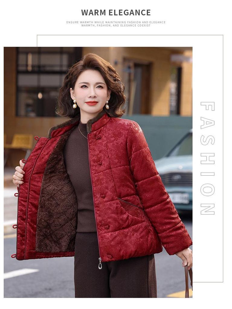 Women's 2025 Winter Plush Cotton Jacket – Petite, Middle-Aged, Short, Thick, Warm Outerwear