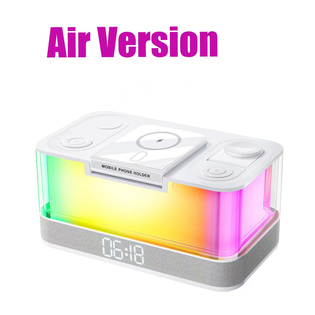 6 in 1 Air Version Desk Lamp Fast Charging Portable Speakers Alarm Clock Night Lights 3 in 1 Wireless Charger