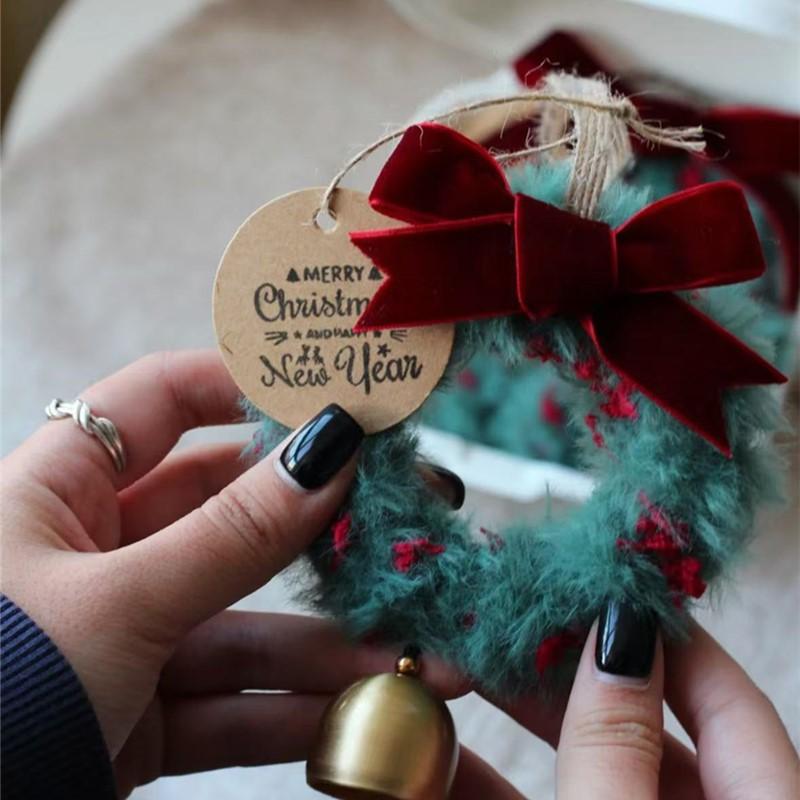 Vintage Green Christmas Tree Hanging Ornament - Cute Ins Aesthetic Bell Car Decor for Wall Auto for Cozy Living Spaces