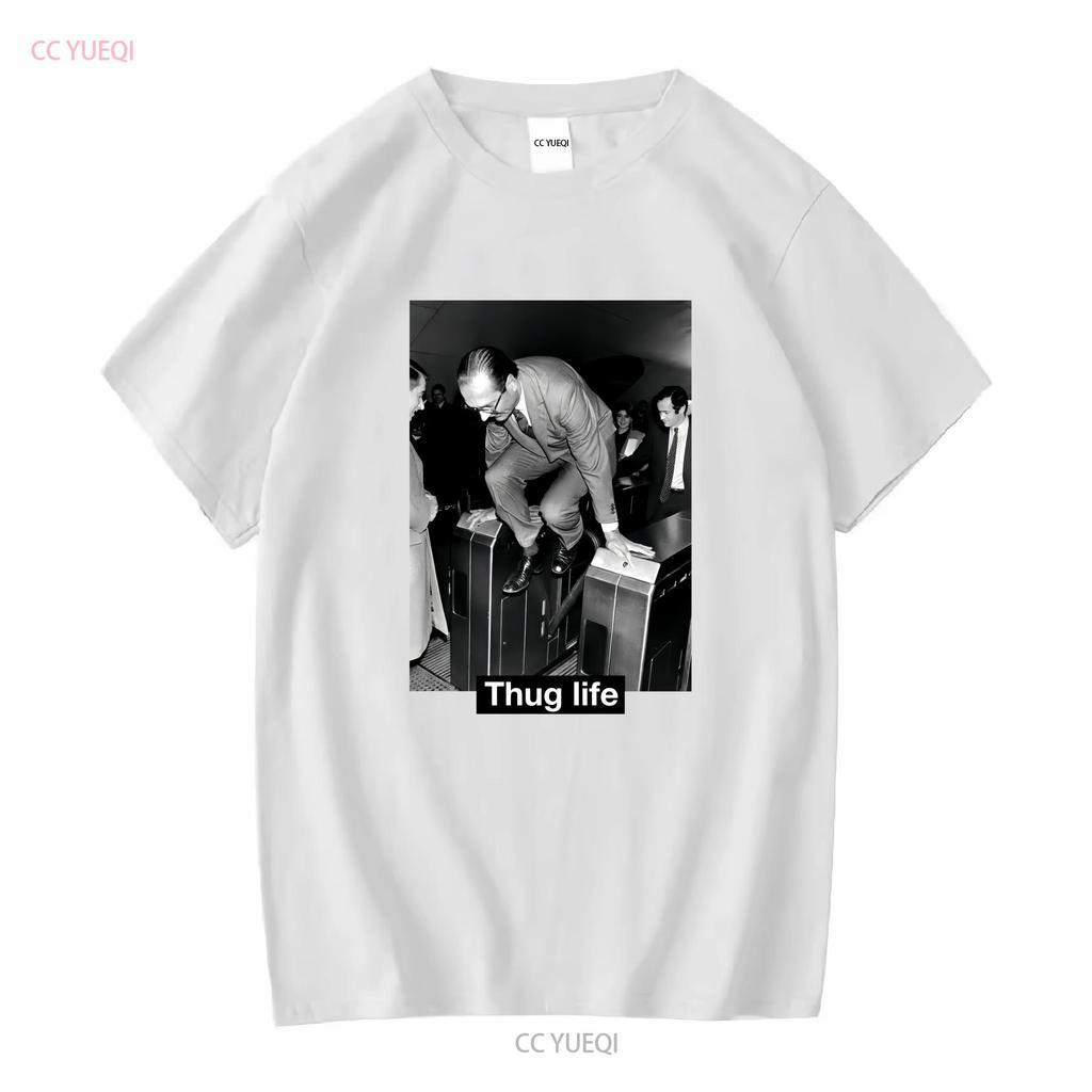 T shirt chirac thug life e long or short sleeves vintage Washed Casual Slightly Versatile fashion Stretched Stylish streetwear