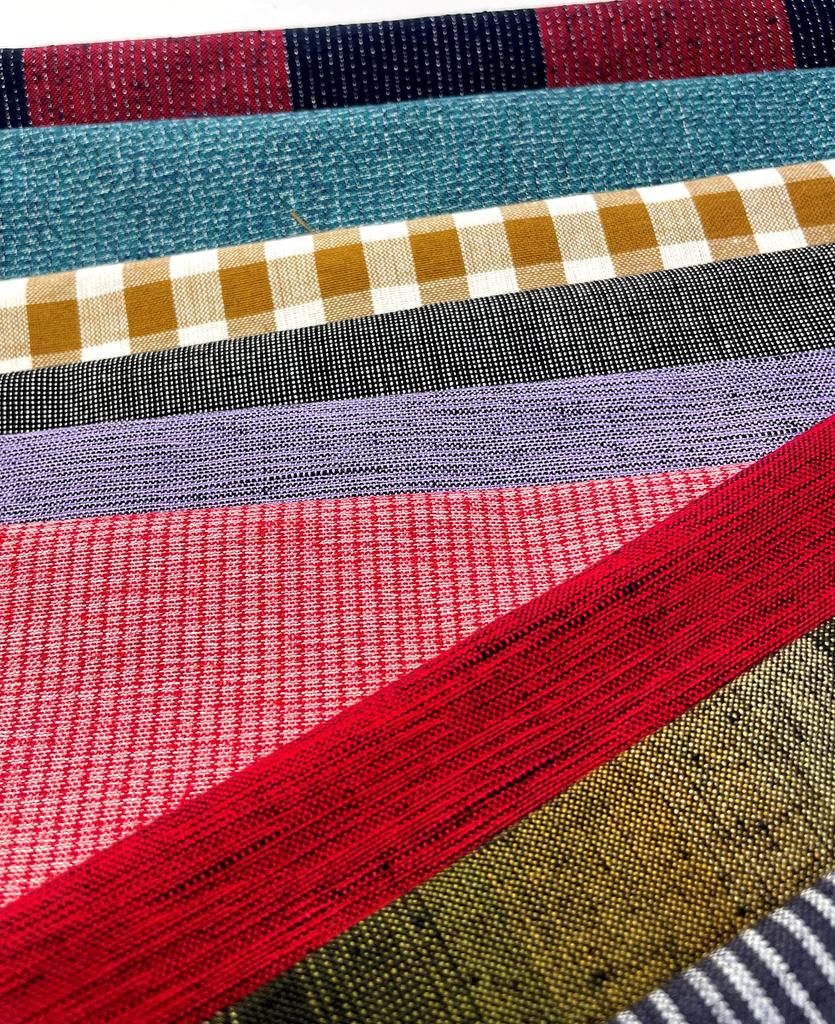 Kurume Kasuri Fabric Half Set 12 8 Plain and Striped 50cm x 50cm 4 Patterned 50cm x Width (Colorful / Varieties) - + 50cm, 37-39cm