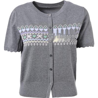 Betu Women's Jacquard Short Sleeve Knit Top
