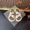 Cool slippers female summer wear 2025 new fairy style skirt comfortable thick-bottomed beach fashion satin one-word drag