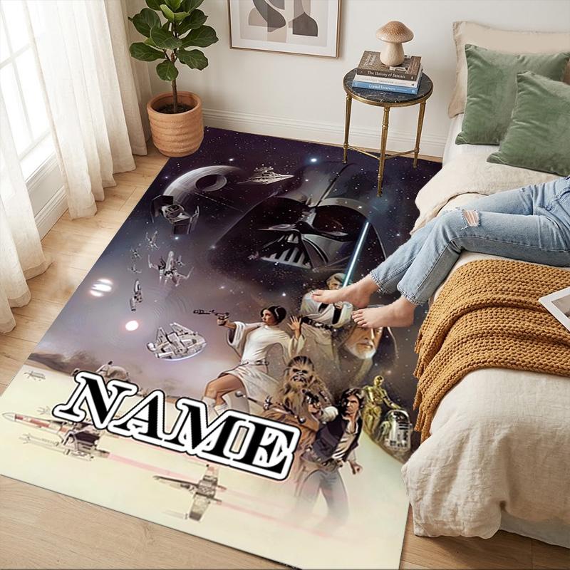 Personalized Name Darth Vader Lightsaber Living Room Non-Slip Area Rug Soft Carpet for Bedroom Kids Playroom Sofa Office Home Decor Doormat