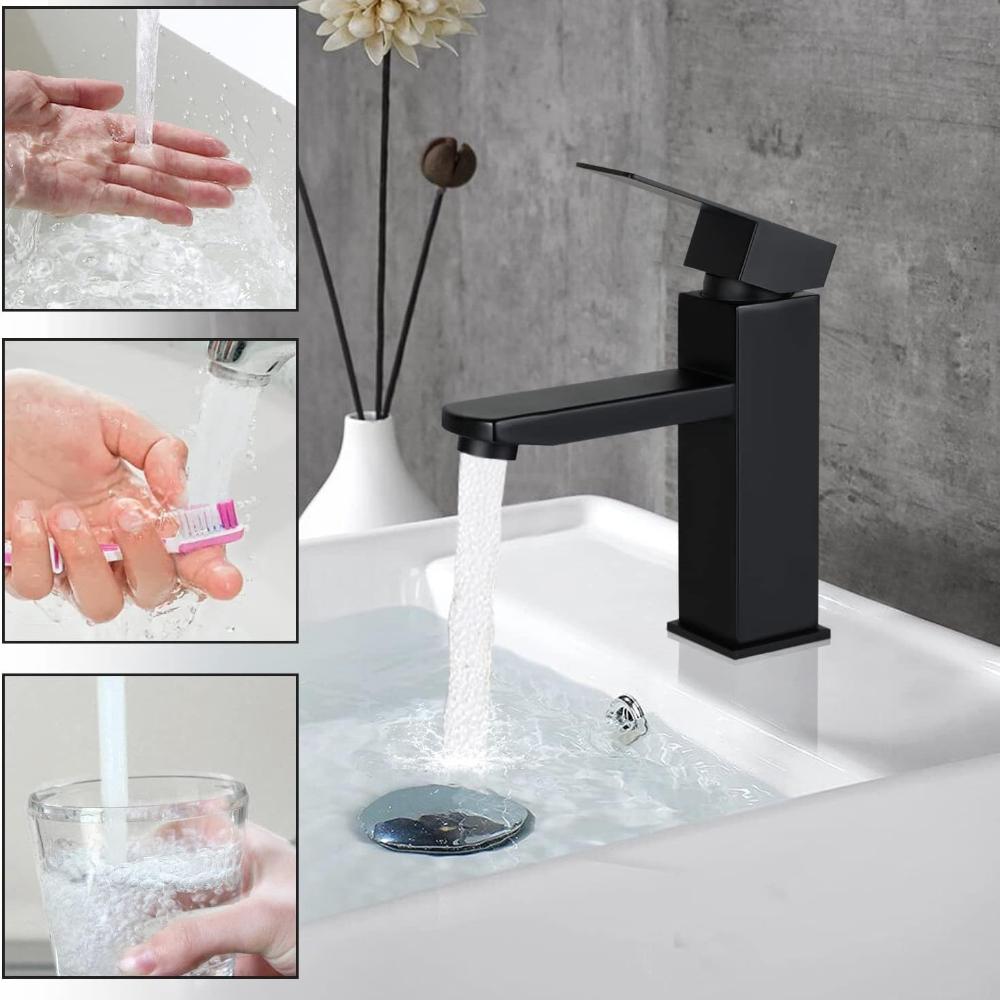 Faucet Bathroom Sink Faucet Sink - Faucet Black Hot and Cold Water Faucet Bathroom Mixed Battery High Pressure Sink Faucet Single Lever Mixer Bathroom