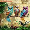 2D Flat, 1pc, Bohemian Style Three Owl Metal Wall Art Decoration, Courtyard, Living Room And Bedroom Outdoor Fence Decoration