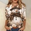 Christmas Limited Edition Women's 3D Snowflake and Snowman Print Round Neck Long Sleeve Hoodies Fashion Casual Long Sleeve Top
