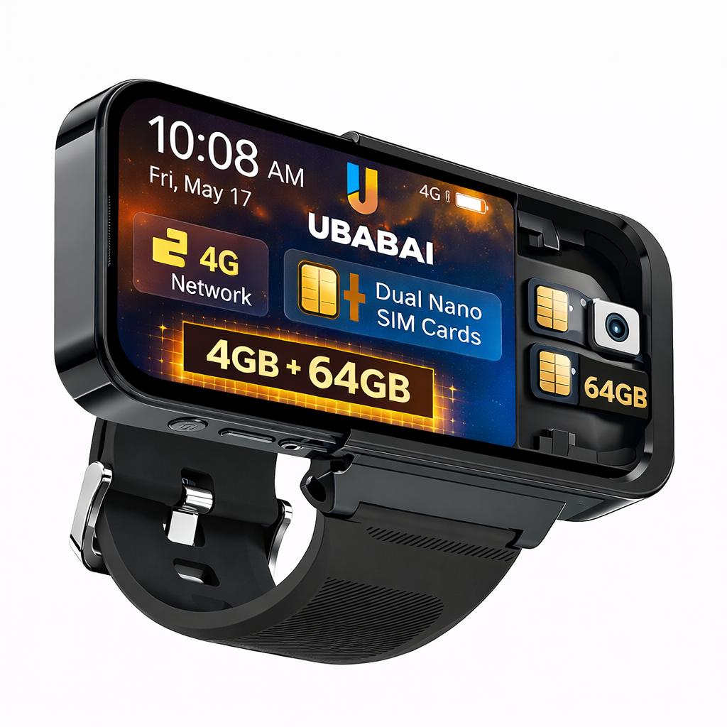 

4G Smart Watch Phone UBABAI Android 12 4G Dual SIM 8GB+256GB WIFI GPS 64GB чорний