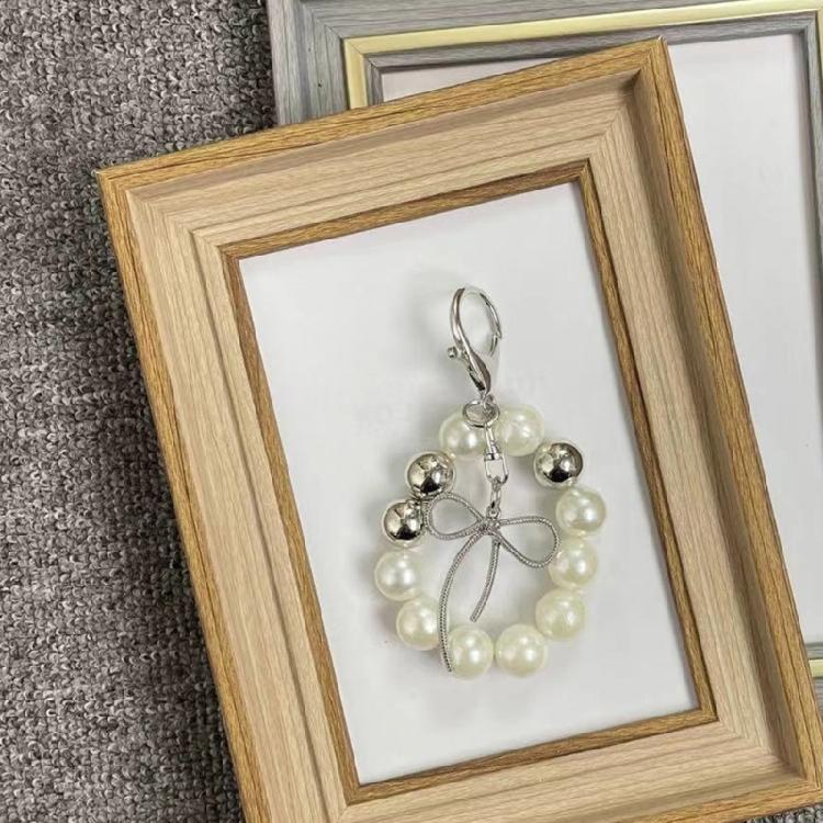 Fashion Heart Bowknot Beaded Keychain Pendant Backpack Handbag Charm Pendant Hangings Decoration Sweet Pendant Gift