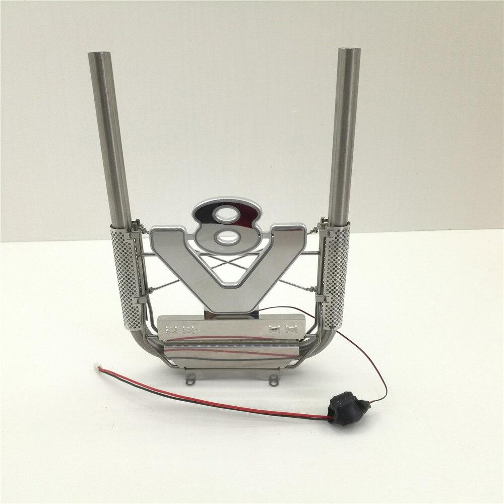 Metall V8 Auspuff mit Licht Für 1:14 Rc Tamiya Scania Lkw R470 620 730 56323