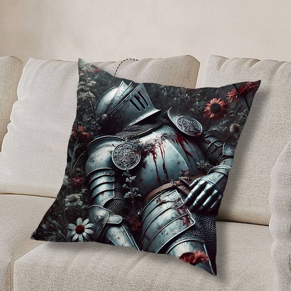 fully armed Medieval Knight Pillow Case Pillow Case Living Room Sofa Cushion Cover Suitable For Home Bedroom Room Decoration