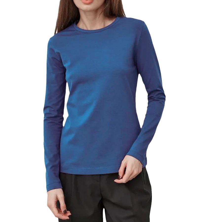 2024 Women's Casual Solid Color Long-Sleeve Round Neck T-Shirt - European & American Fashion Autumn Edition