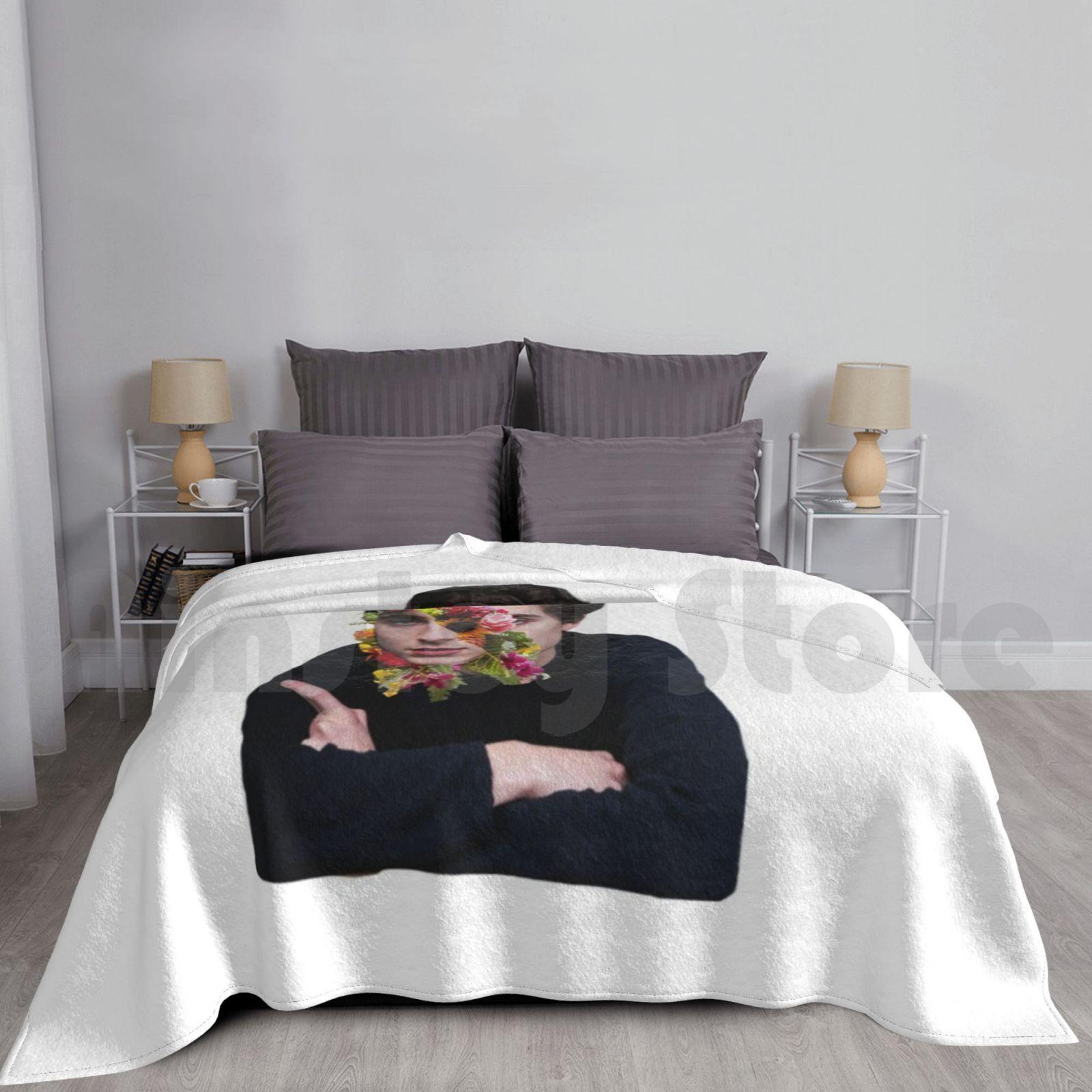 Timothy Chalamet Blanket For Sofa Bed Travel Timothy Chalamet Timothy Chalamet Celebrity Cute Aesthetic Flower Size: 75*100cm, Weight: 230 GSM
