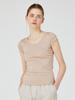 YJACK W_Rib U-Neck Slim Fit Short Sleeve T-Shirt Lrt1463