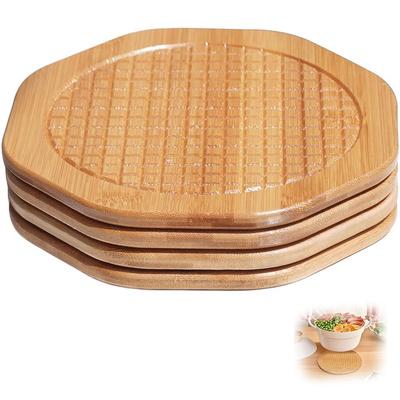 New 7.5 Inch Bamboo Trivets Thick Heat Resistant Large Coaster Kitchen Essentials for Table & Countertop