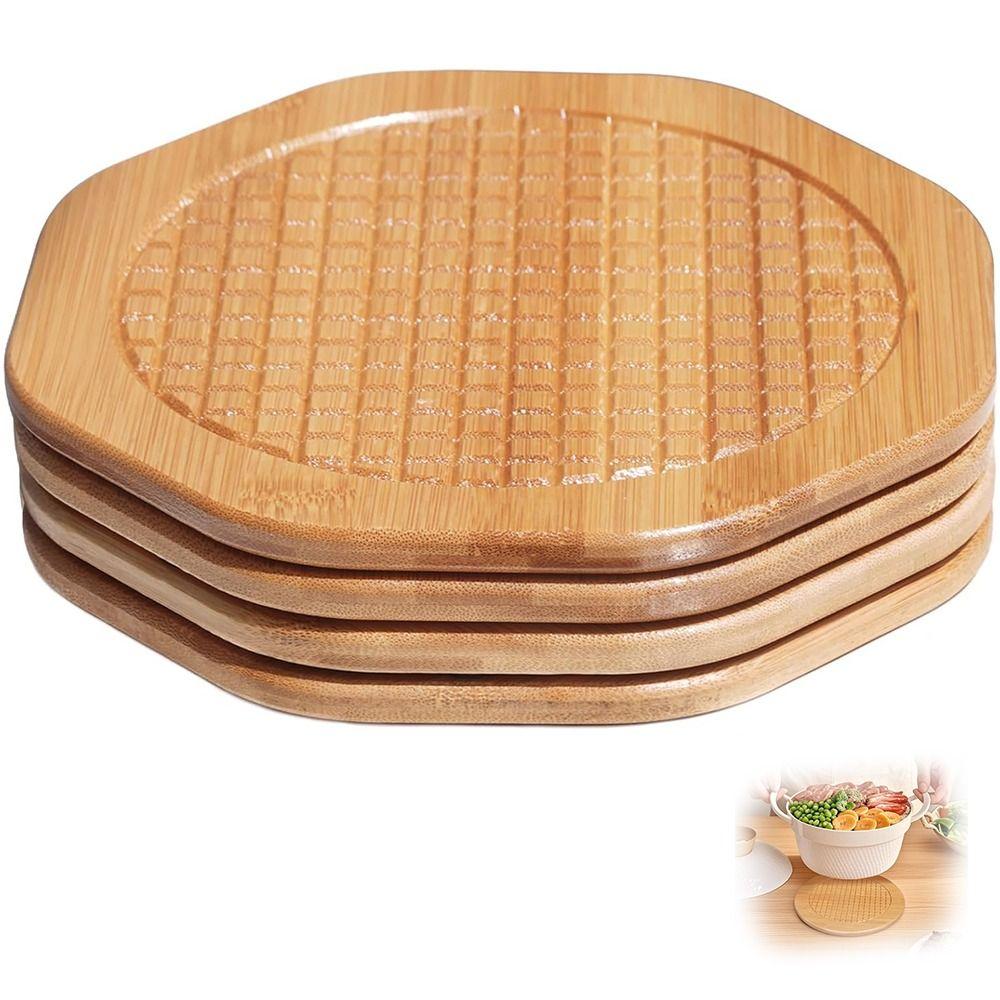 7.5 Inch Bamboo Trivets Heat Resistant Kitchen Decor Hot Large Coaster  for Table & Countertop