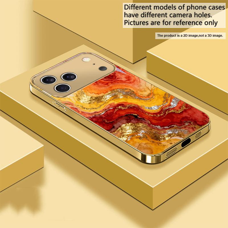 Golden Starry Light For IPhone 17Pro Max 16 17 Pro 15 Pro 14 13 Plus 12 Mini 11Pro Max XR 16E 17Air Golden glass phone case