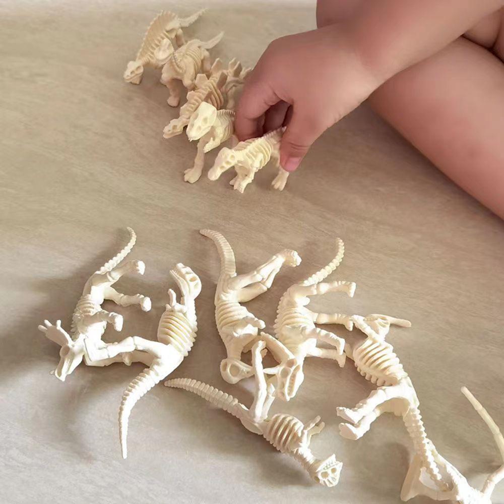 12pcs/set Updated Simulated Dinosaurs Skeleton Toy Model Realistic Animals Brachiosaurus Rex Toys For Children Christmas Gifts