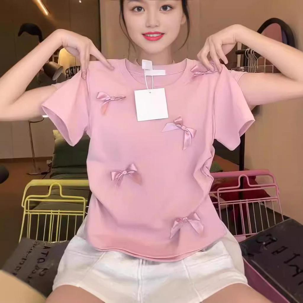 Japanese Pink Sweet & Spicy Summer College Style Slim Short Sleeve T-Shirt