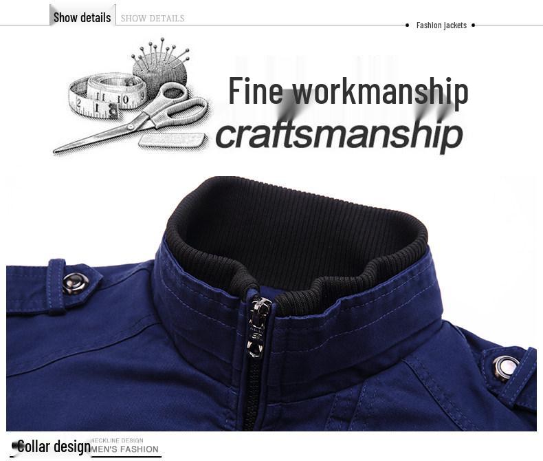 2026 Modische Koreanische Denimjacke für Herren mit Stehkragen - Verdickte Reine Baumwolle Oberbekleidung für Frühling und Herbst