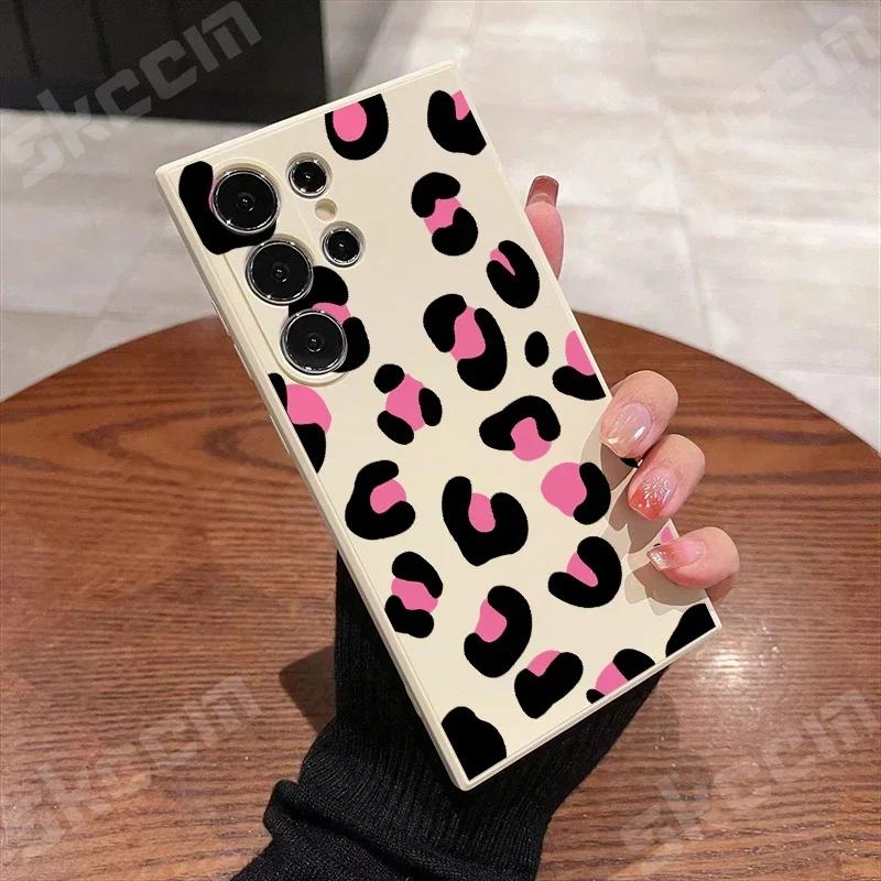 Fashion Leopard Print Phone Case For Samsung Galaxy S24 Ultra S23 Plus S22 S20 FE A73 A72 A71 A55 A54 A51 A50 Shockproof Cover
