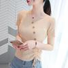 Ice Silk Tie-Up V-Neck Knit Pullover for Women