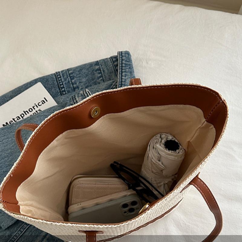 Yogodlns Women's Large Capacity Shoulder Bag Summer Straw Woven Basket Handbag Fashion Female Luxury Designer Beach Bag Shopper Tote Bag