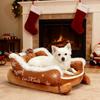Sleigh Bed For Dogs Warm Christmas Pet Sofa Holiday Winter Dog Nest For Pet Parents Animal Lovers Cold Weather Home Office