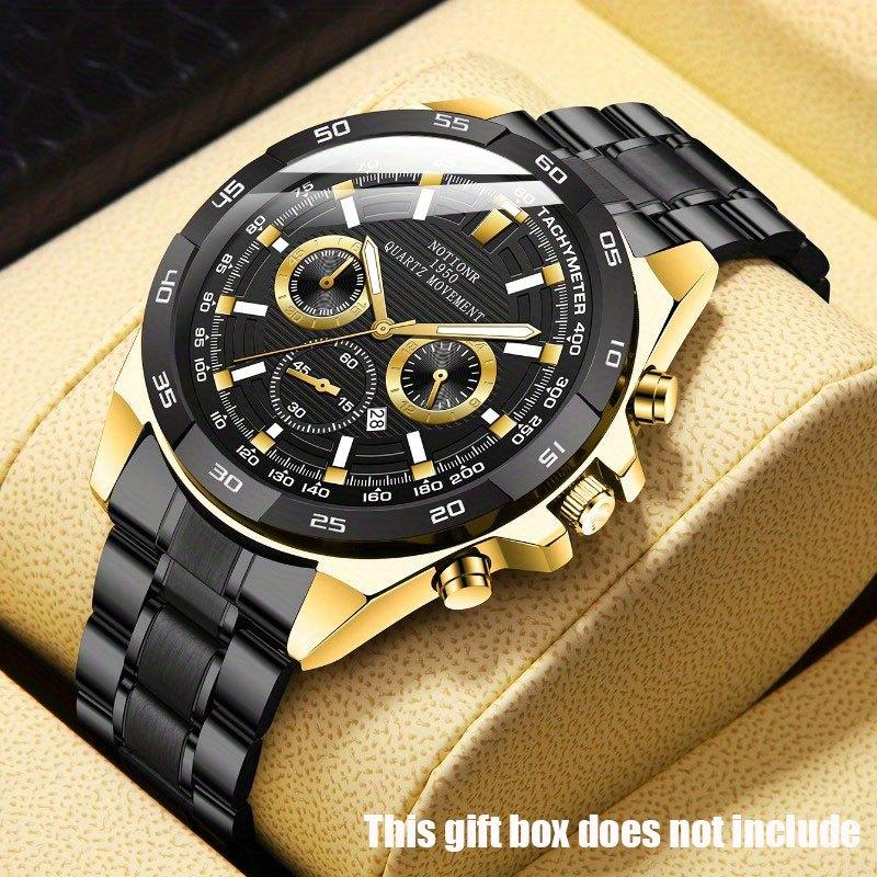 

Модные мужские часы с большим циферблатом, из нержавеющей стали, прочные, кварцевые, наручные часы, идеальный выбор для подарков
