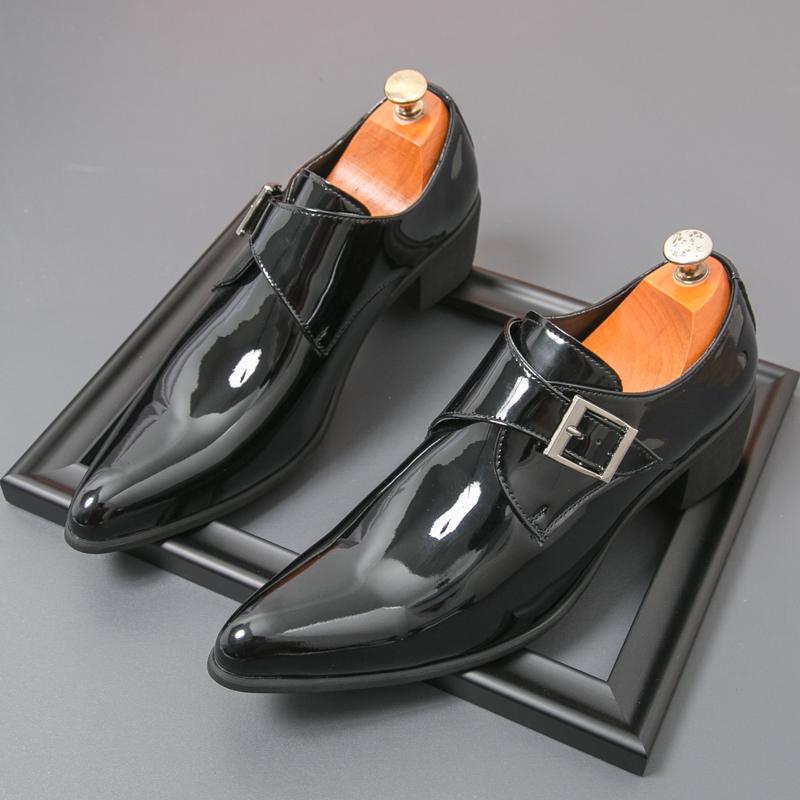 Fashion Men Fashion Formal Shoes Luxurious Fashion Pointed High-heeled Leather Shoes Men Wedding Banquet Derby Shoes Sizes 39-46