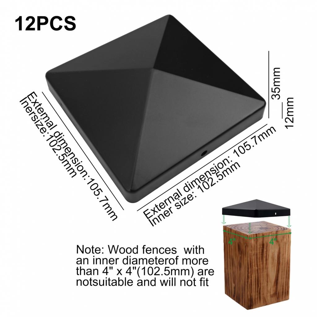 Easy Installation Black Plastic Pyramid Cap Fence Post Cap