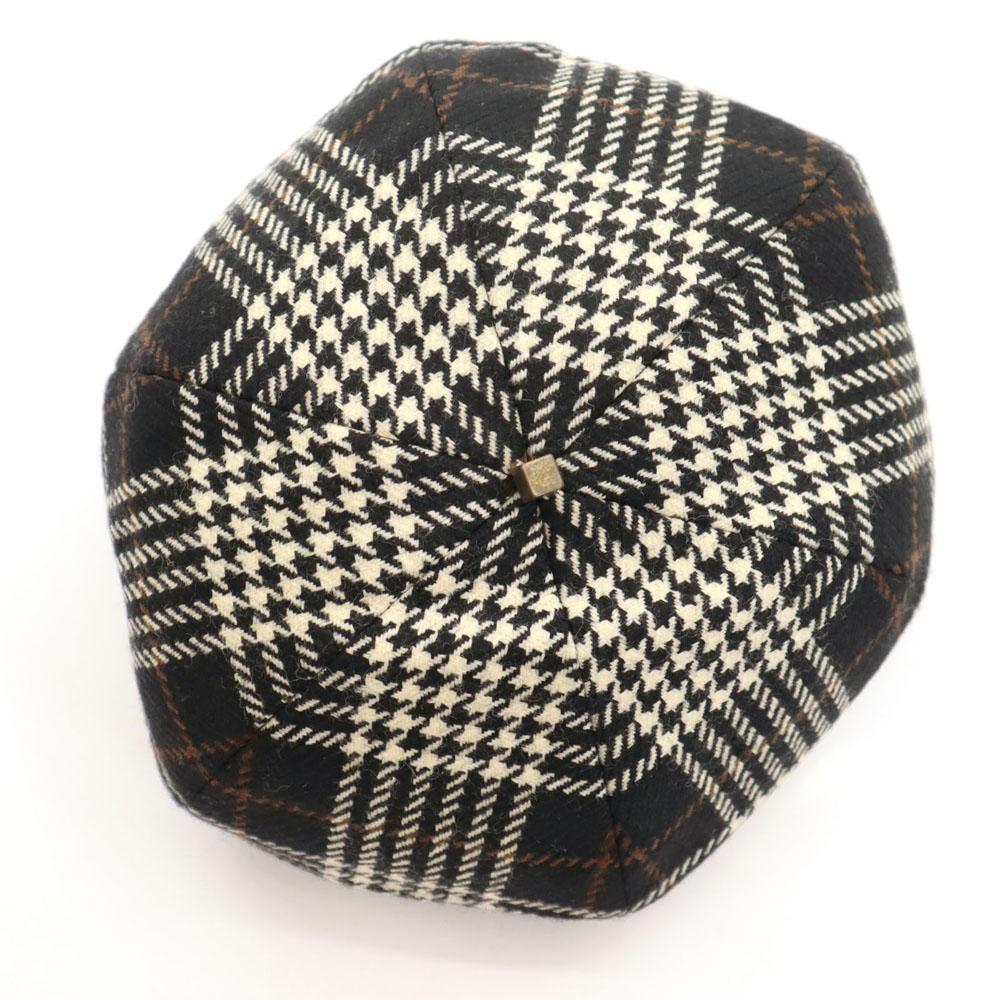 Borsalino Made In Italy Wool Houndstooth Casquette Black Series Women Used