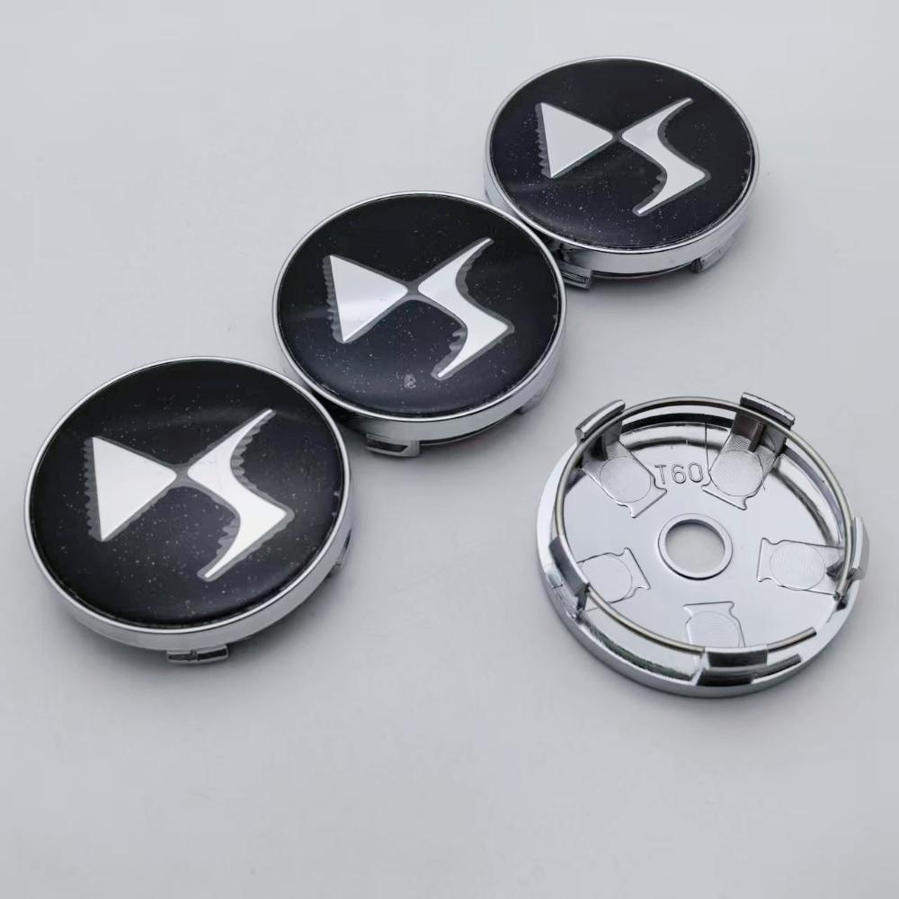 4pcs DS Logo Emblem Badge Car Wheel Center Caps O.D 60MM I.D 56MM Wheels Hub Dust Cap Rim Hubcaps Cover Replace Car Accessories