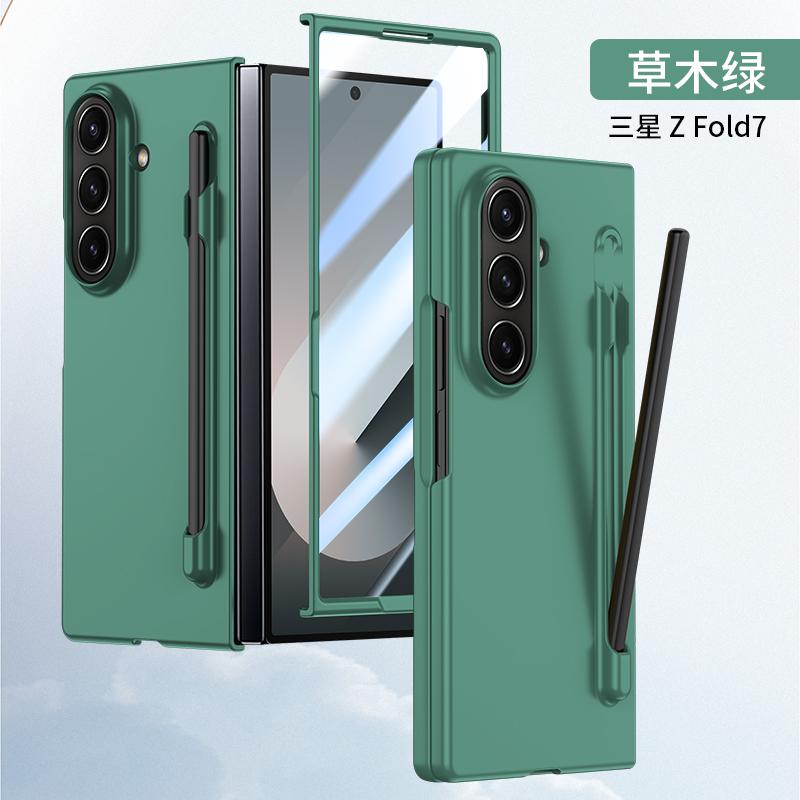 Multi Color Ultra-thin Matte Case For Samsung Galaxy Z Fold 7 6 5 4 Pen Slot with Touch Pen Tempered Film Shockproof Hard Cover
