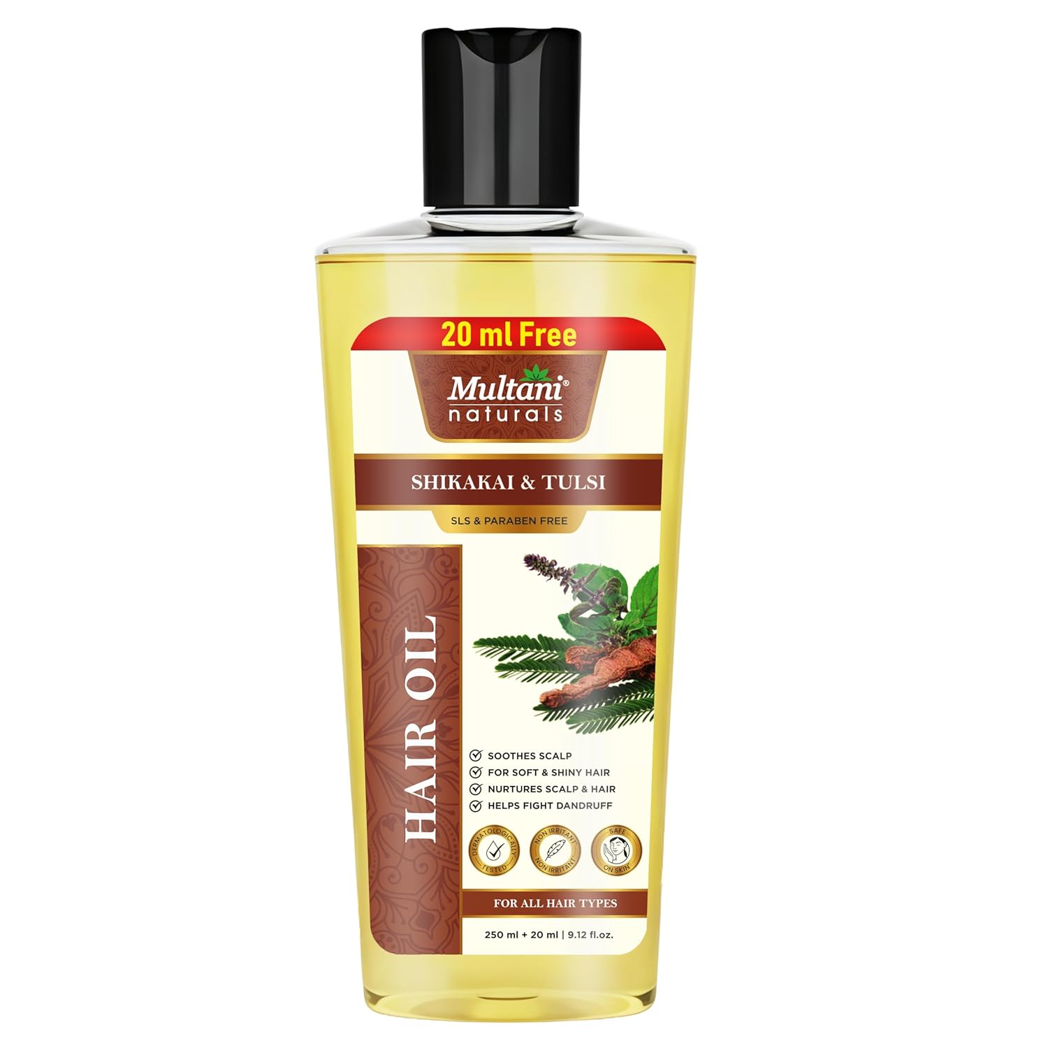 

Мультани Натуралс Масло для волос Шикакай Тулси Аюрведическое 270 мл Упаковка 1 Более сильные Блестящие Контроль выпадения волос Уход за кожей головы от перхоти