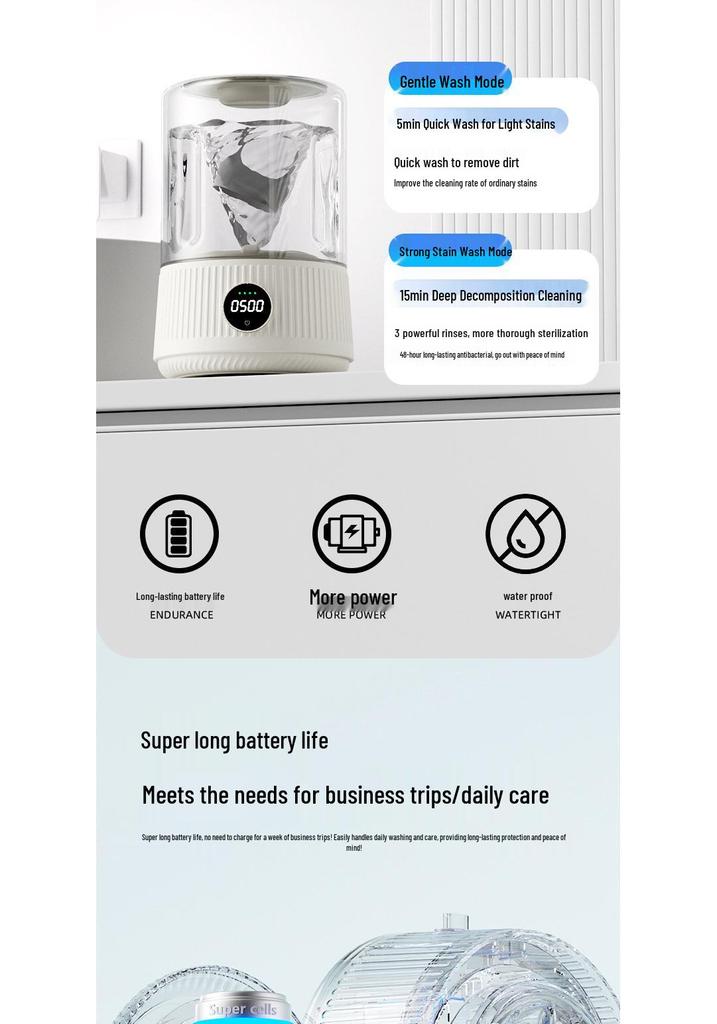 Portable Mini Washing Machine for Underwear and Socks - Compact, Wireless, and Fully Automatic