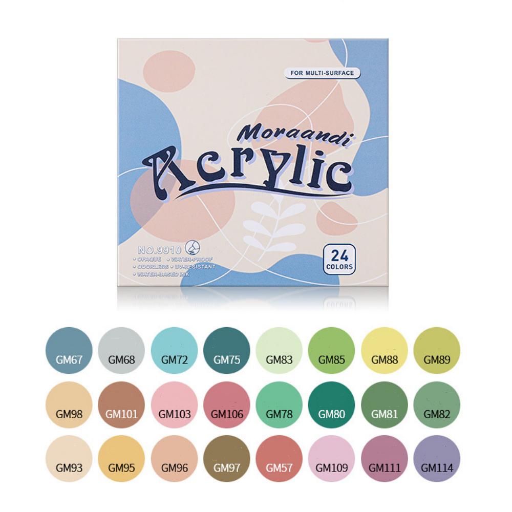 

24 Colors Acrylic Markers Water-Based Waterproof Ink for Student Hand-Painted Coloring DIY Painting Stackable Colors Art Markers