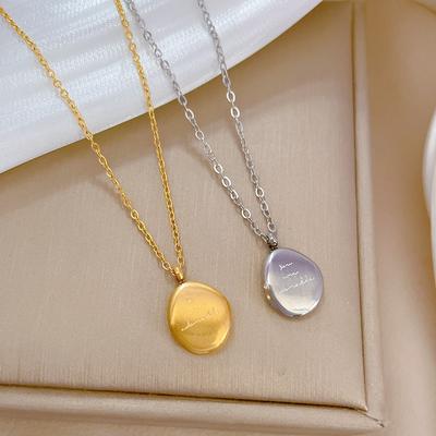 Titanium Steel Special-Shaped Golden Bean Temperament Personality Minimalist Furnace Real Gold Necklace Female Collarbone Chain